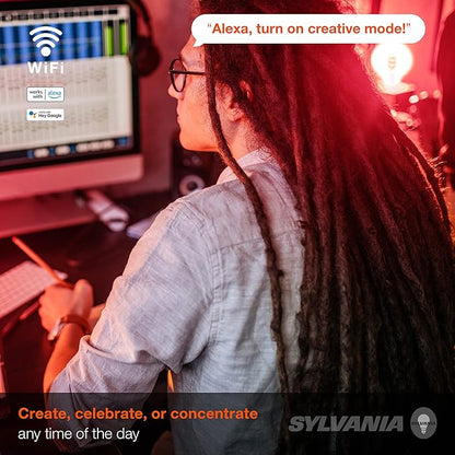 Sylvania WiFi LED Smart G25 RGBW Color and Amber Finish Filament Light Bulb, 7W Efficient, for Alexa/Google Assistant, 2000K, No Hub Required, Clear - 1 Pack (75808)