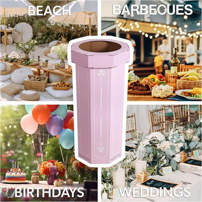 happimess Fleur 25 Gal Trash Can Bin, Bridal Pink, Set of 2