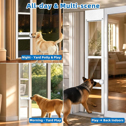 Automatic Doggy Door for Sliding Glass Doors,Doorbell Activation,No Collar
