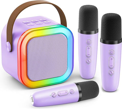 Mini Karaoke Machine for Kids Adults, 2026 TOP Birthday Gifts for Girls Boys 3,4,5,6,7,8+Year Old Toddler Toys, Portable Bluetooth Speaker with 2 Wireless Karaoke Microphones Player (Deep Pink)