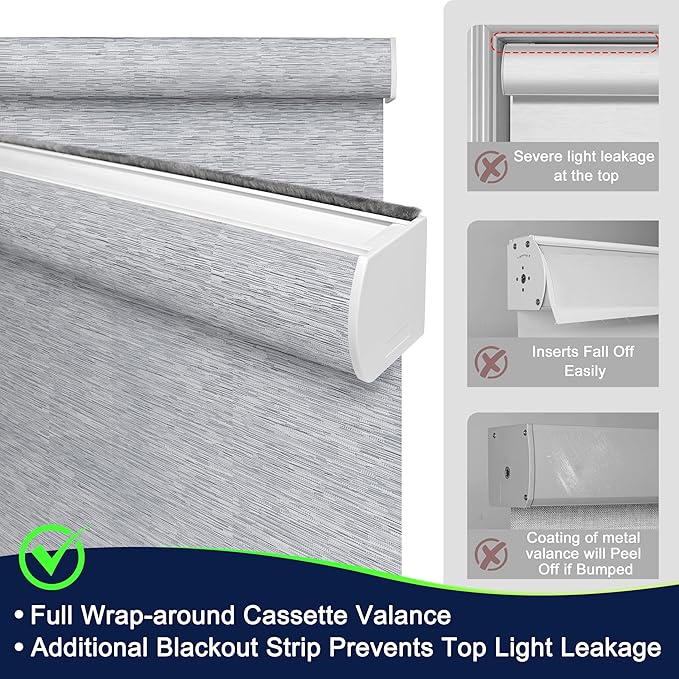 BERISSA Motorized Blinds, Blackout Smart Blinds, Jacquard Fabric, Remote Control, Thermal Insulated, UV Protection, Alexa & Google Home Compatible, Custom Size, Maze Grey