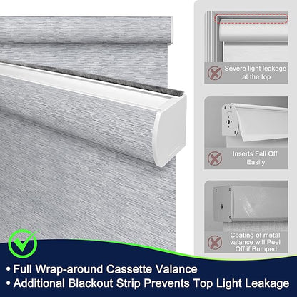 BERISSA Motorized Blinds, Blackout Smart Blinds, Jacquard Fabric, Remote Control, Thermal Insulated, UV Protection, Alexa & Google Home Compatible, Custom Size, Maze Grey