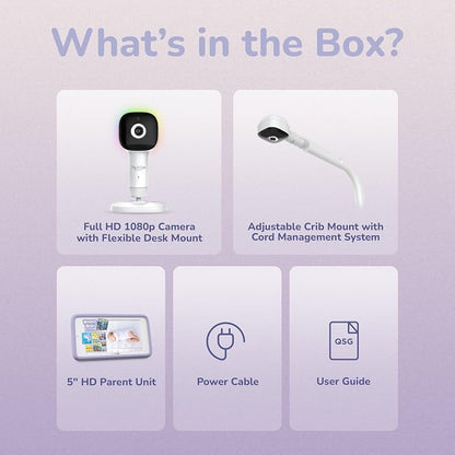 HUBBLE CONNECTED SkyVision AI Pro Baby Monitor Camera, HD 5" Home Display