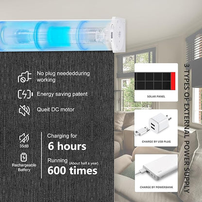 Bringnox Motorized Blinds with Remote,100% Blackout Smart Roller Blinds Compatible with Apple Homekit Google Home and Alexa Via HUB,and Customized (Grain Flint-27)