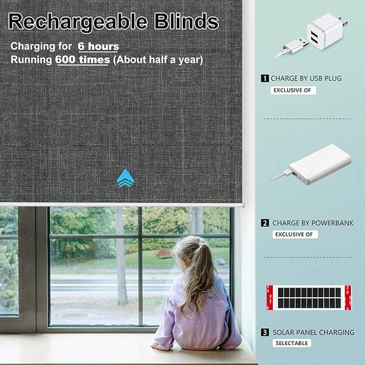 Aprilsmart Motorized Blinds with Remote,Light Filtering Motorized Roller Shades Work with Apple Homekit,Alexa,SmartThings,Google Home,Customize Blinds(Bouvardia Dark Grey-66)