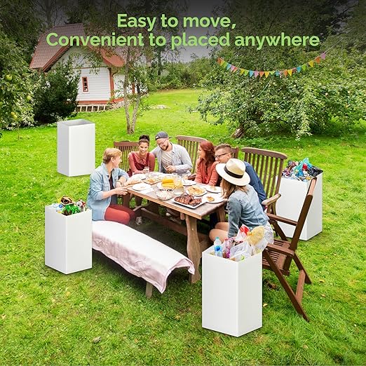 Magicheap 4 Pack Extra Large Disposable Trash Cans, Reusable Portable Garbage Can, 13 Gallon (21.6" H x 13.5" W x 10" D), Extra Thick Recycled Cardboard Portable Garbage Can and Recycling Bins,White