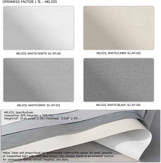 HILADUO Customized Solar Screen Roller Shade Blinds with Remote-Controlled Motorized Operation, Minimal to Blackout Visibility, Made in The USA