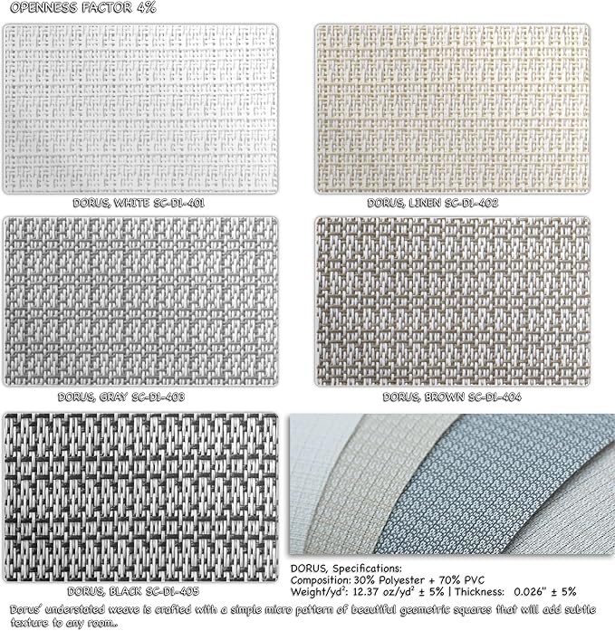 HILADUO Customized Solar Screen Roller Shade Blinds with Remote-Controlled Motorized Operation, Moderate-Low Visibility, Made in The USA