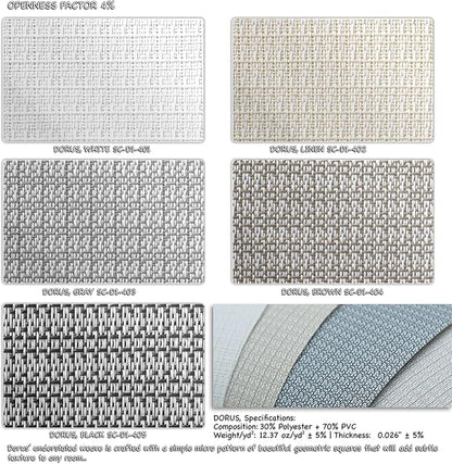 HILADUO Customized Solar Screen Roller Shade Blinds with Remote-Controlled Motorized Operation, Moderate-Low Visibility, Made in The USA