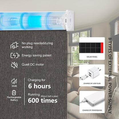 Bringnox Motorized Blinds with Remote,100% Blackout Smart Roller Blinds Compatible with Apple Homekit Google Home and Alexa Via HUB,and Customized (Grain Bronze-26)