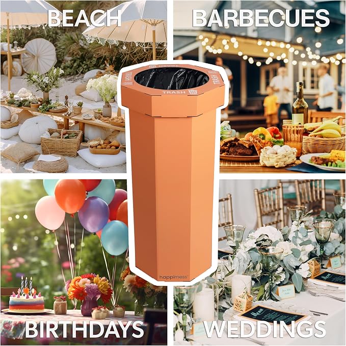happimess Fleur 25 Gal Trash Can Bin, Carrot Cake, Set of 2
