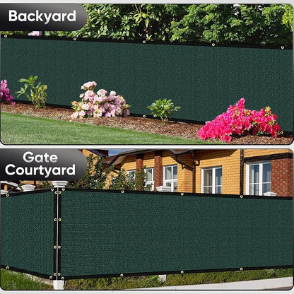 Fence Privacy Screen Custom 6'X28' Size with 90% with Durable 170 GSM Mesh Cover Shade Net Blockage for Patio, Porch, Backyard, Balcony, and Pool Deck Dark Green