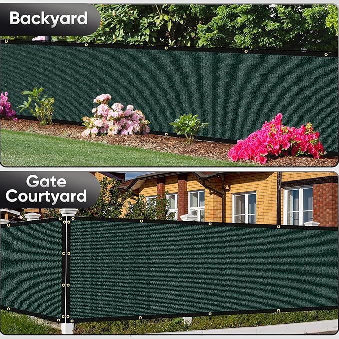 5'X57' Customized Fence Privacy Screen with 90% Blockage Cover Cloth for Pool Yard Patio Dark Green