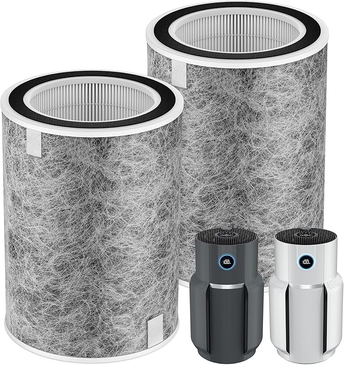 HP201 HP302 Replacement Filter Compatible with Shark HP201 HP302 HP301 HP202 HP232 HC502 AP1000 Air Purifier MAX, H13 True HEPA for 99.97% particles & Dust, Compare Part # HE2FKBAS, HE2FKBASMB, 2 Pack