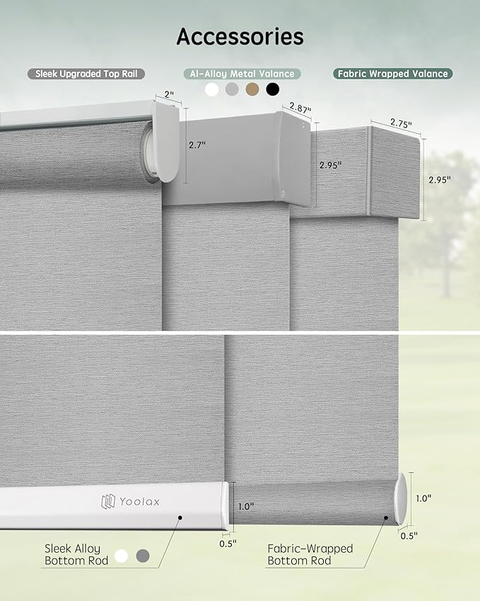 Yoolax Motorized Blinds with Remote, Room Darkening Smart Roller Shades Work with Alexa, Google, Apple Homekit, Custom Automatic Shades with Voice Control for Living Room (Shinny Gray)