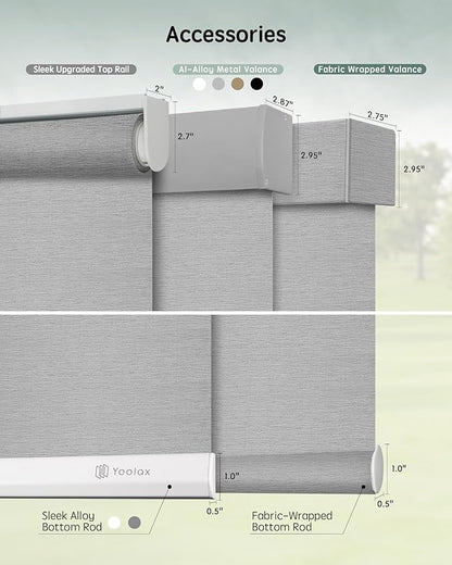 Yoolax Motorized Blinds with Remote, Room Darkening Smart Roller Shades Work with Alexa, Google, Apple Homekit, Custom Automatic Shades with Voice Control for Living Room (Shinny Gray)