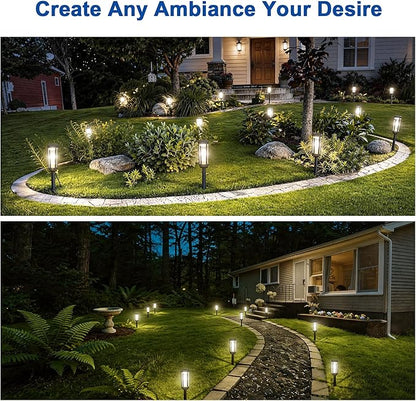 Solar Pathway Lights Outdoor Waterproof IP65, 2 Pack Cool White Solar Walkway Lights, Auto On/Off Outdoor Light for Lawn Garden Patio Driveway Decor Landscape Lighting