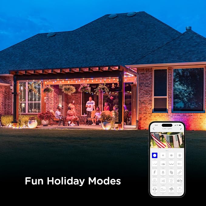 Enbrighten Vintage Outdoor String Lights, 24ft, 12 Bulbs, Smart | RGBWIC LEDs, Weatherproof, Shatterproof Acrylic Bulbs, Linkable up to 750ft, App Control, Works with Alexa & Google Home