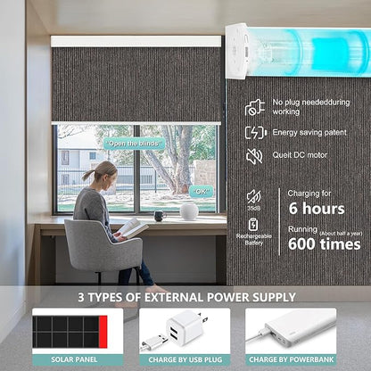 Aprilsmart Motorized Blinds with Remote,Compatible with Apple HomeKit Alexa Google Home- Voice and app Control,Motorized Roller Shades 100% Blackout Custom Size(Baltimore Bronze-26)
