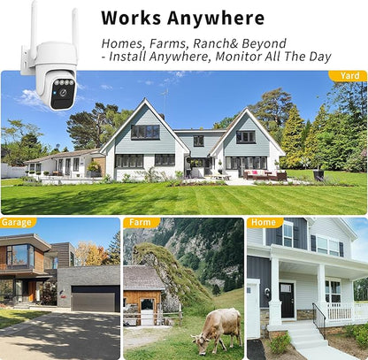 Solar Powered Security Camera, 360° Wireless Outdoor Camera,Motion Tracking, AI Alerts, Night Vision, 2-Way Audio,Waterproof,Surveillance Camera for Home & Business,Cloud Service, Alexa