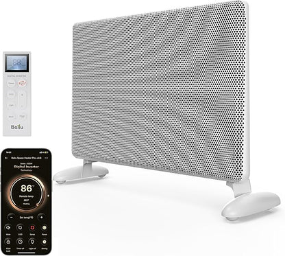 Ballu Mica Infrared Panel Space Heater for Large Room,Smart Quiet Heater with Programmable Thermostat,WiFi App Control,Inverter Energy Efficient for Indoor Use,Compatible with Alexa,White
