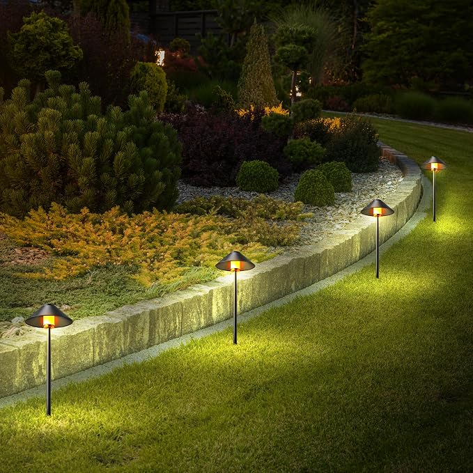 Feit Electric Smart Outdoor Cone Path Lights, 100 Lumens, Color Changing & Tunable White, Music Sync, Works with Alexa & Google Home, App & Remote Control, 15,000-Hour Lifetime, PATH/RGBW/AG/4, 4-Pack