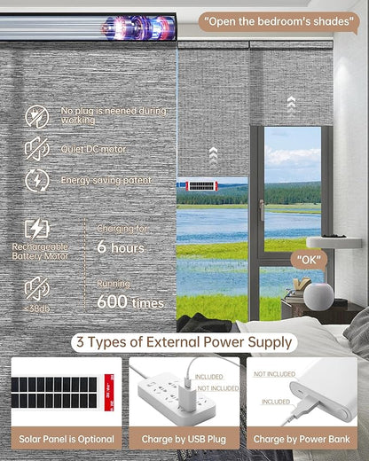 Kincmo Motorized Blinds with Remote, Light Filtering Roller Shades Work with Apple Homekit,Alexa,Google Home, Custom Electric Blinds with App,Voice Control (75% Blackout Dreamy Dark Grey)