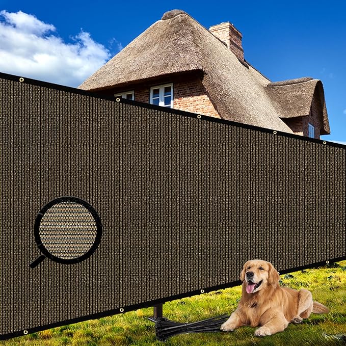 Shade&Beyond 8'x22' Brown Privacy Screen Fence Cover 170 GSM Fencing Mesh Fence Panel for Wall Garden Yard Backyard Indoor Outdoor Home Decoration