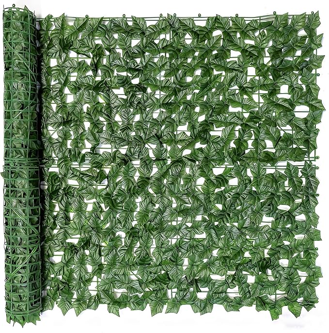 Privacy Fence Screen Artificial Ivy Grass Wall Screen 240x40 in Balcony Fence Privacy Screen Faux Vines Green Backdrop Fake Ivy Wall Panels Hedge Fence for Patio,Garden, Backyard Indoor Outdoor deocr