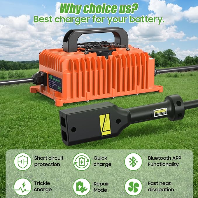 10L0L 18 AMP 36 Volt Golf Cart Battery Charger Compatible with EZGO TXT D Style Plug Portable Golf Cart Charger IP67 for Lead Acid Lithium AGM/Gel Battery