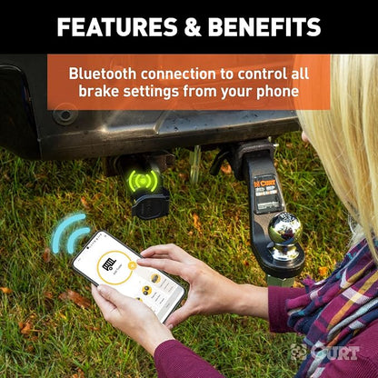 CURT 51180 Echo Mobile Bluetooth Trailer Brake Controller, 7-Way, 1-2 Axles | Portable Wireless Design, Smartphone App Control, Zero-Tool Plug-In Install, Triple-Axis Motion Sensing, Auto Calibration