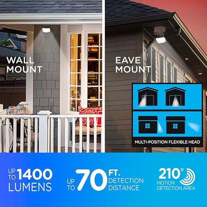 Enbrighten Vibe Smart LED Security Light, Motion Activated, Single Head | ETL Listed, UV Resistant, 1400 Lumens, 4000K, Works with Alexa, Google Home, Bronze, 58186