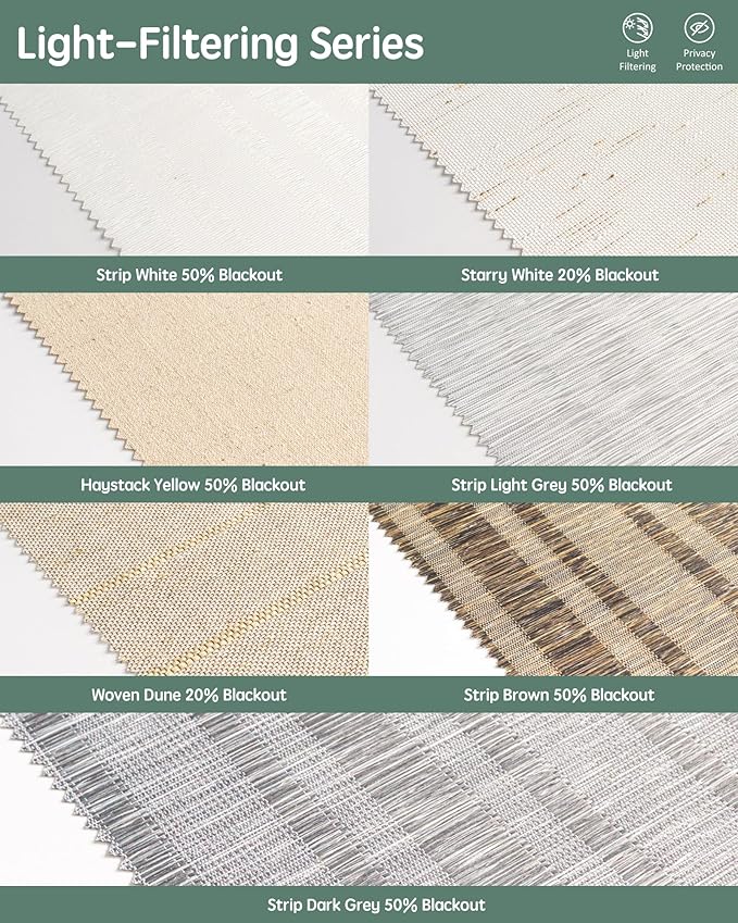 Yoolax Roman Shades Light Filtering Blinds for Windows, Blackout Roman Shades Cordless, Fabric Sample (Multicolor)