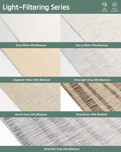 Yoolax Roman Shades Light Filtering Blinds for Windows, Blackout Roman Shades Cordless, Fabric Sample (Multicolor)
