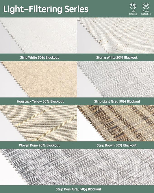 Yoolax Roman Shades Light Filtering Blinds for Windows, Blackout Roman Shades Cordless, Fabric Sample (Multicolor)
