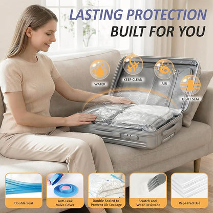 Vacuum Storage Bags with Hand Pump, Vacuum Seal Space Saver Bags,25 Combo | 80% Space-Saving Bags for Clothing, Blankets, Pillows, Bedding & Comforters; Multi-Size Variety Pack for Home & Travel