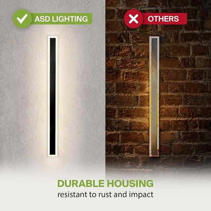 ASD LED 72" Long Wall Mount Light Fixture, Outdoor & Indoor Linear Sconce | 3CCT, Dimmable, Waterproof, Anti-Rust, ETL Listed | 40W 3570LM 3000-5000K 100-277V | Exterior Porch Lighting | Black