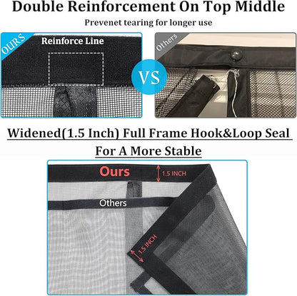 Upgraded Magnetic Screen Door Thicker 250g/m² Reinforced Mesh,36 Longer Magnets,Door Screen Magnetic Closure for Single Front Door,Retractable Sliding Screen Door,Fit Doors to 34 x 82 Inch,Black