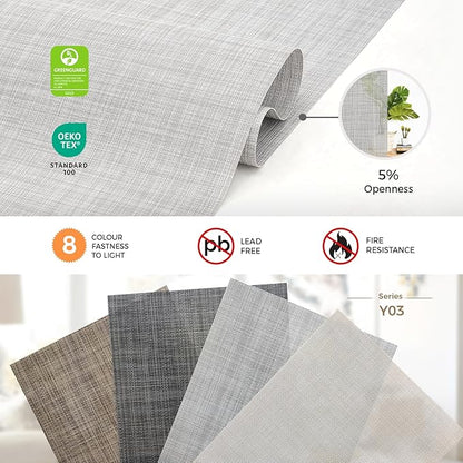 HeyBlinds Motorized Solar Shades with Remote, Light Filtering Mesh Roller Shades, Flame Retardant Smart Blinds, UV Blocking, Alexa Google HomeKit Compatible, Custom Size (Ash Grid-5% Openness)
