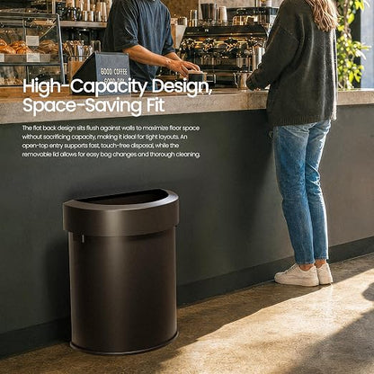 Home Zone Living 18 Gallon Commercial Trash Can with Semi-Round Flat Back