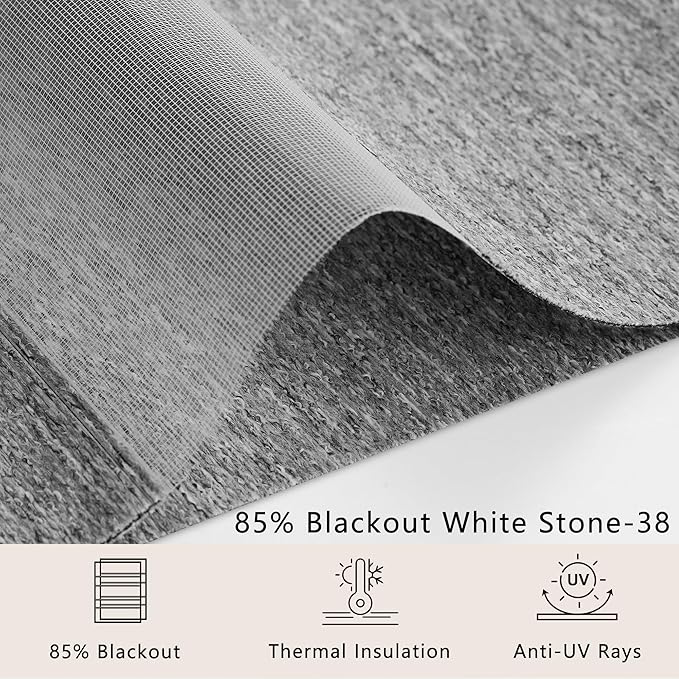 Bringnox Smart Motorized Zebra Roller Blinds - 100% Blackout, Remote Control, Works with HomeKit, Google Home & Alexa via Hub, Custom Size(100% Blackout White Stone-38)