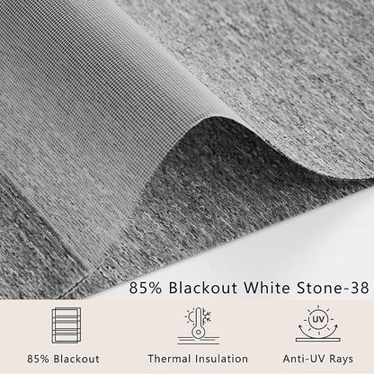 Bringnox Smart Motorized Zebra Roller Blinds - 100% Blackout, Remote Control, Works with HomeKit, Google Home & Alexa via Hub, Custom Size(100% Blackout White Stone-38)