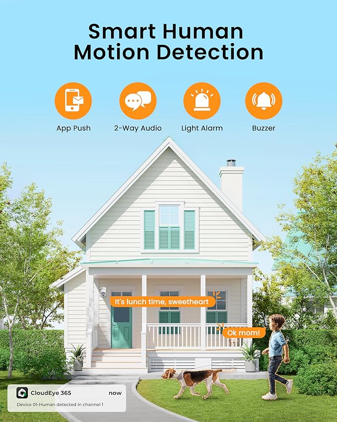 Security Cameras Wireless Outdoor, No Subscription, Solar-Powered, Home Security Cameras System with 360° Pan & Tilt, Auto Tracking, 2K Color Night Vision, 500G HDD Local Recording, 2.4G & 5G WiFi