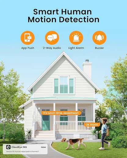 Security Cameras Wireless Outdoor, No Subscription, Solar-Powered, Home Security Cameras System with 360° Pan & Tilt, Auto Tracking, 2K Color Night Vision, 500G HDD Local Recording, 2.4G & 5G WiFi