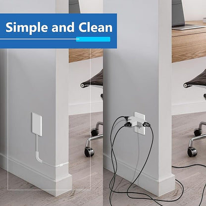 LIDER Outlet Extender with 3 Receptacles, 21W USB Type-A, and 2 USB Type-C, USB Port, Ultra-Thin Wall Plate Plug with Cord Extender, 3-Outlet Power Strip, Flat-Face, ETL-Listed, 8ft Cord, White