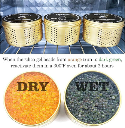 Gun Safe Dehumidifier, Moisture Absorber, 200g Small Silica Gel Desiccant Canister for Gun Cabinets & Safes, Aluminum Shell, Reusable