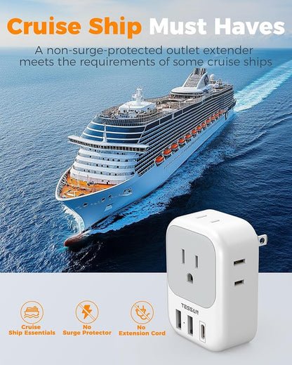 TESSAN 2 Prong to 3 Prong Outlet Adapter 2 Pack, US to Japan Plug Adapter
