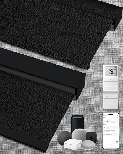 Kincmo Motorized Blinds with Remote,100% Blackout Motorized Roller Shades Work with Apple Homekit,Alexa,Google, Custom Electric Blinds with App,Voice Control (Aqua Waves Black)