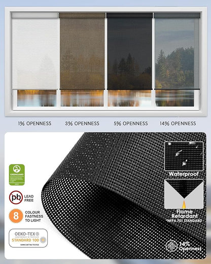 Yoolax Motorized Solar Shades Light Filtering Motorized Blinds with Remote Smart Blinds Compatible with Alexa, Google, Flame Retardant Roller Shades for Windows, Customized (14% Openness Steel Gray)