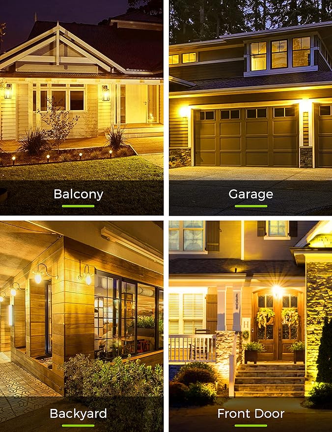 L LOHAS LED 40W Equivalent A19 Amber Porch Light Bulbs, 6W Dusk to Dawn Sensor Yellow Bug Light Bulbs for Outdoor, 2000K E26, 4 Pack